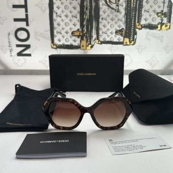💯 - New Authentic DOLCE & GABBANA Gradient Brown Irregular Ladies Sunglasses - Picture 8 of 14